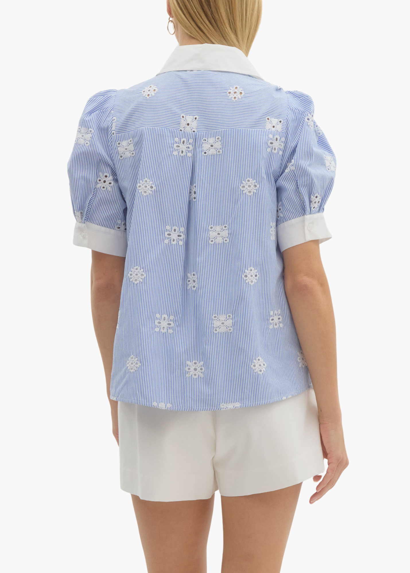 Tara Eyelet Top in Blue