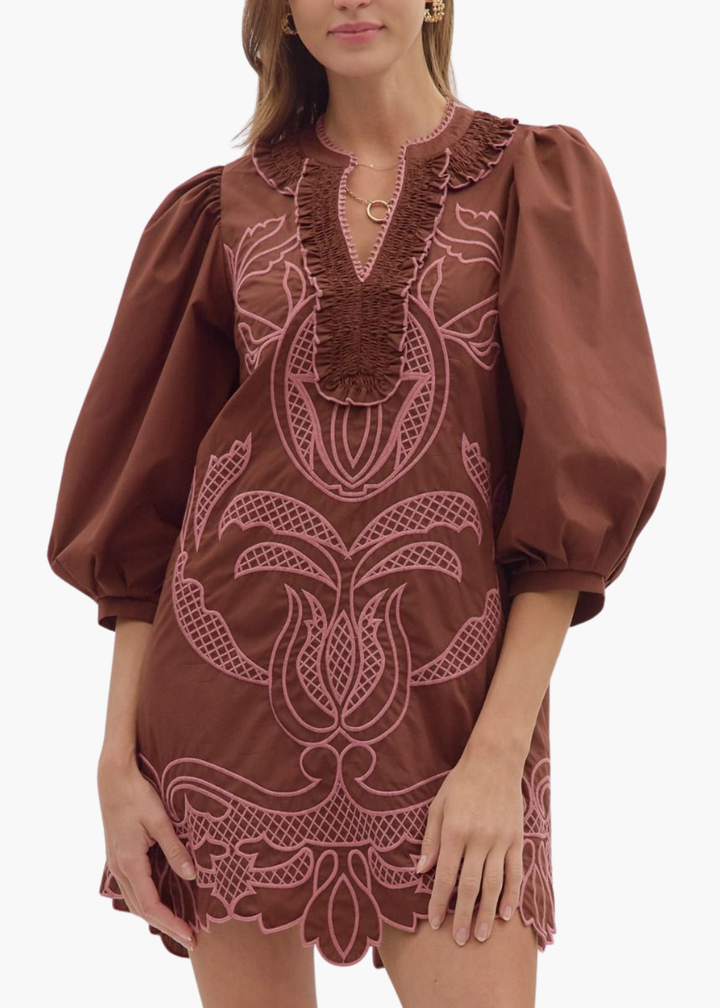 Newberry Mini Dress in Chocolate