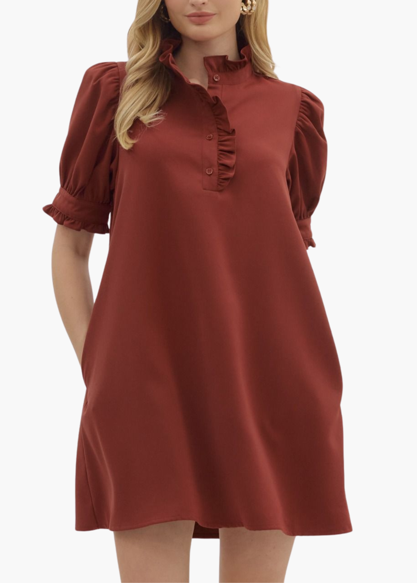 Esther Mini Dress in Brick