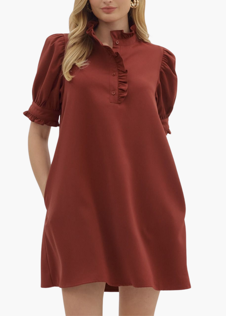 Esther Mini Dress in Brick