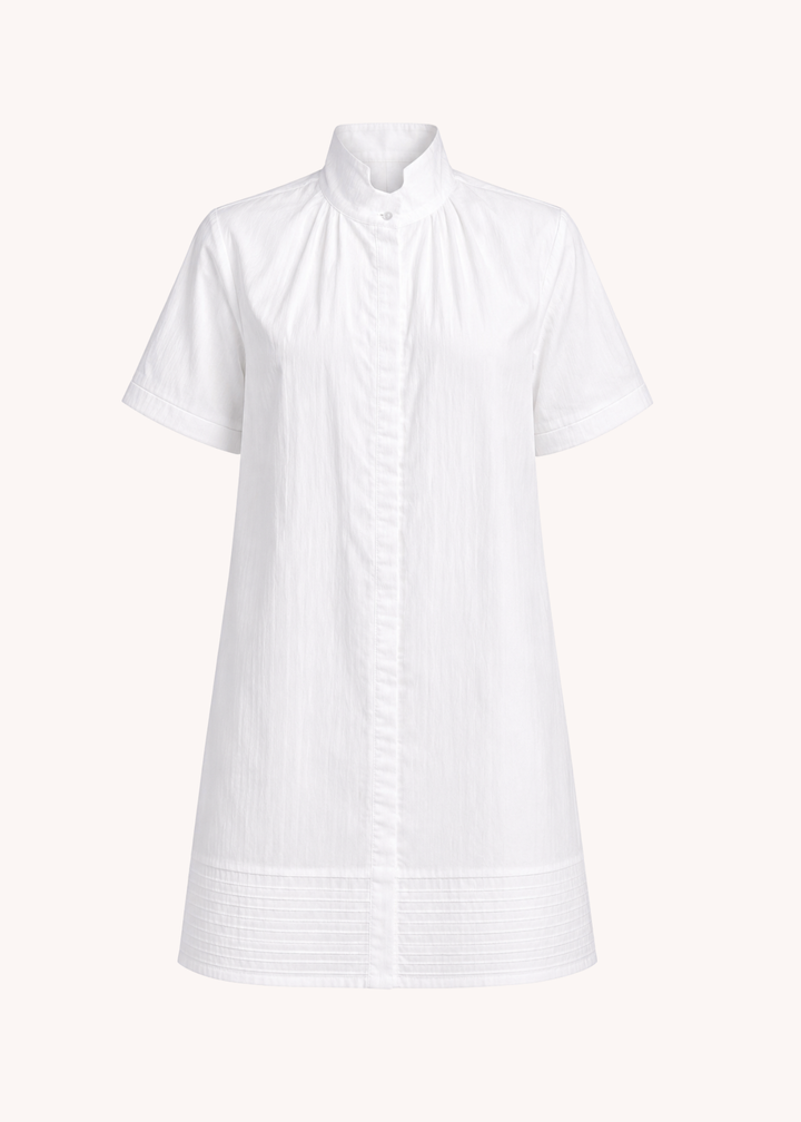 Chloe Stand Collar Mini Shirt Dress in White