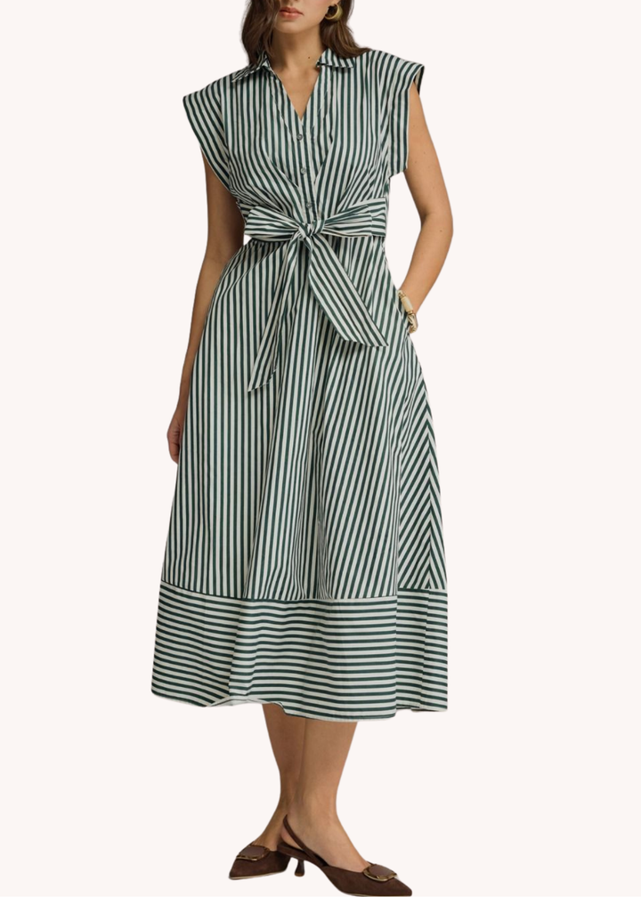 Callahan Cotton Midi Shirt Dress in Hunter Green