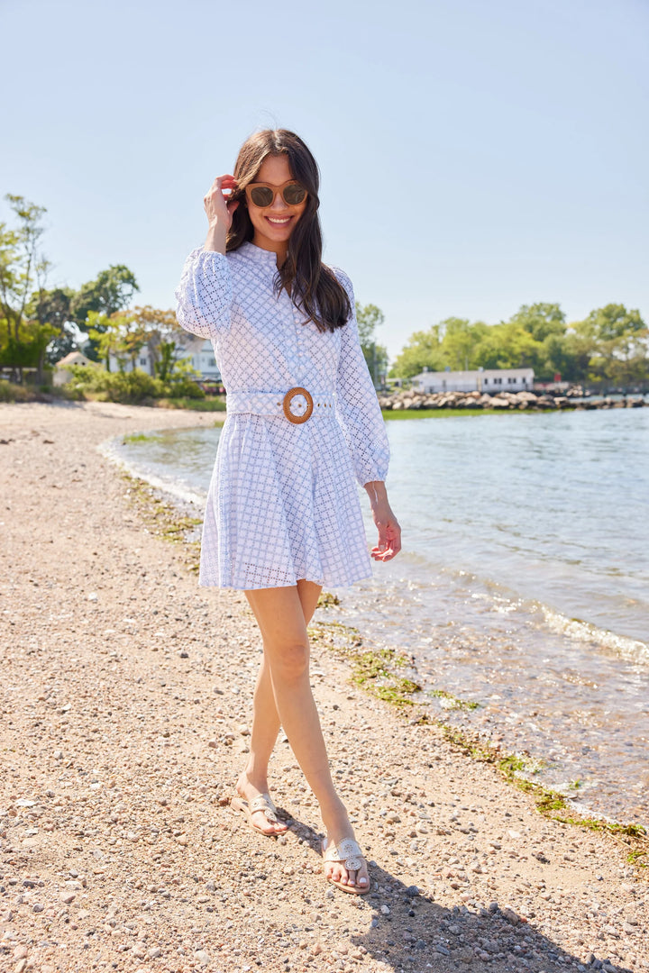 Belted Tunic Flare Dress in Lacecap