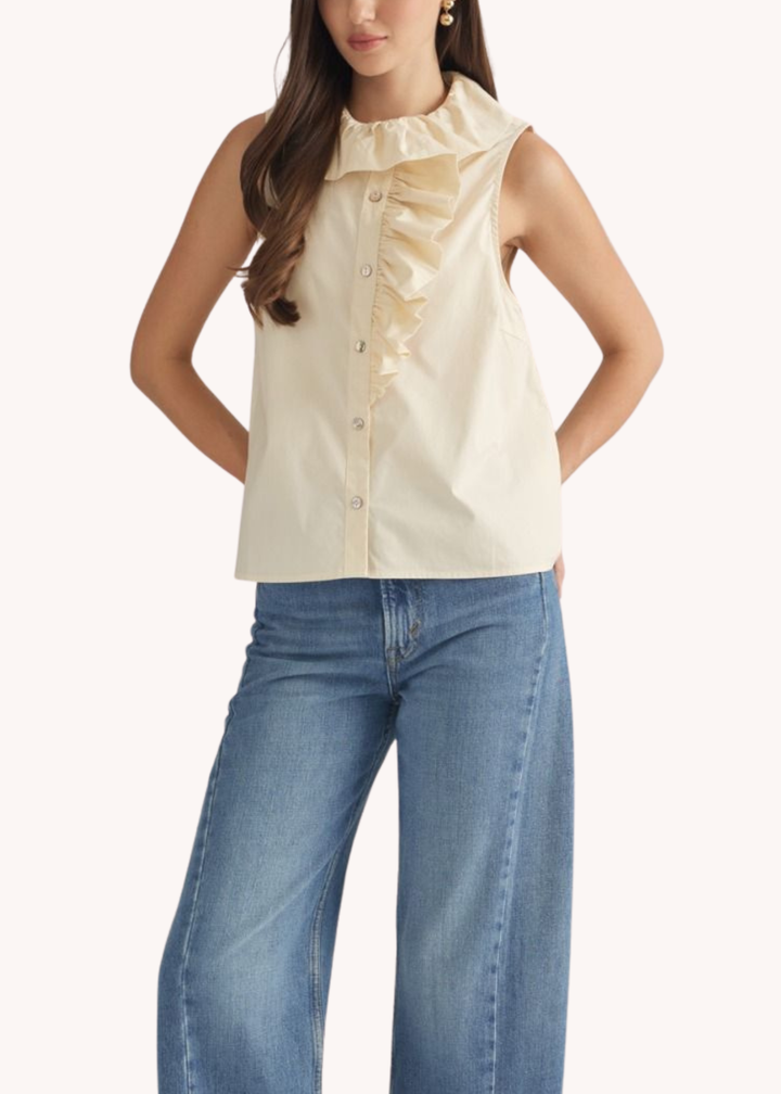 Cecil Cotton Ruffle Top in Cream