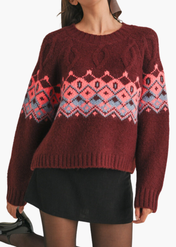 Mollie Sweater in Burgundy Pink