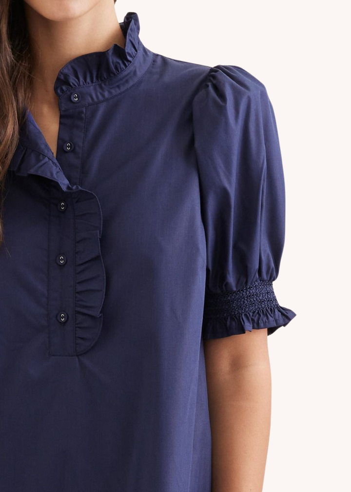 Franklin Crochet Hem Midi Dress in Navy