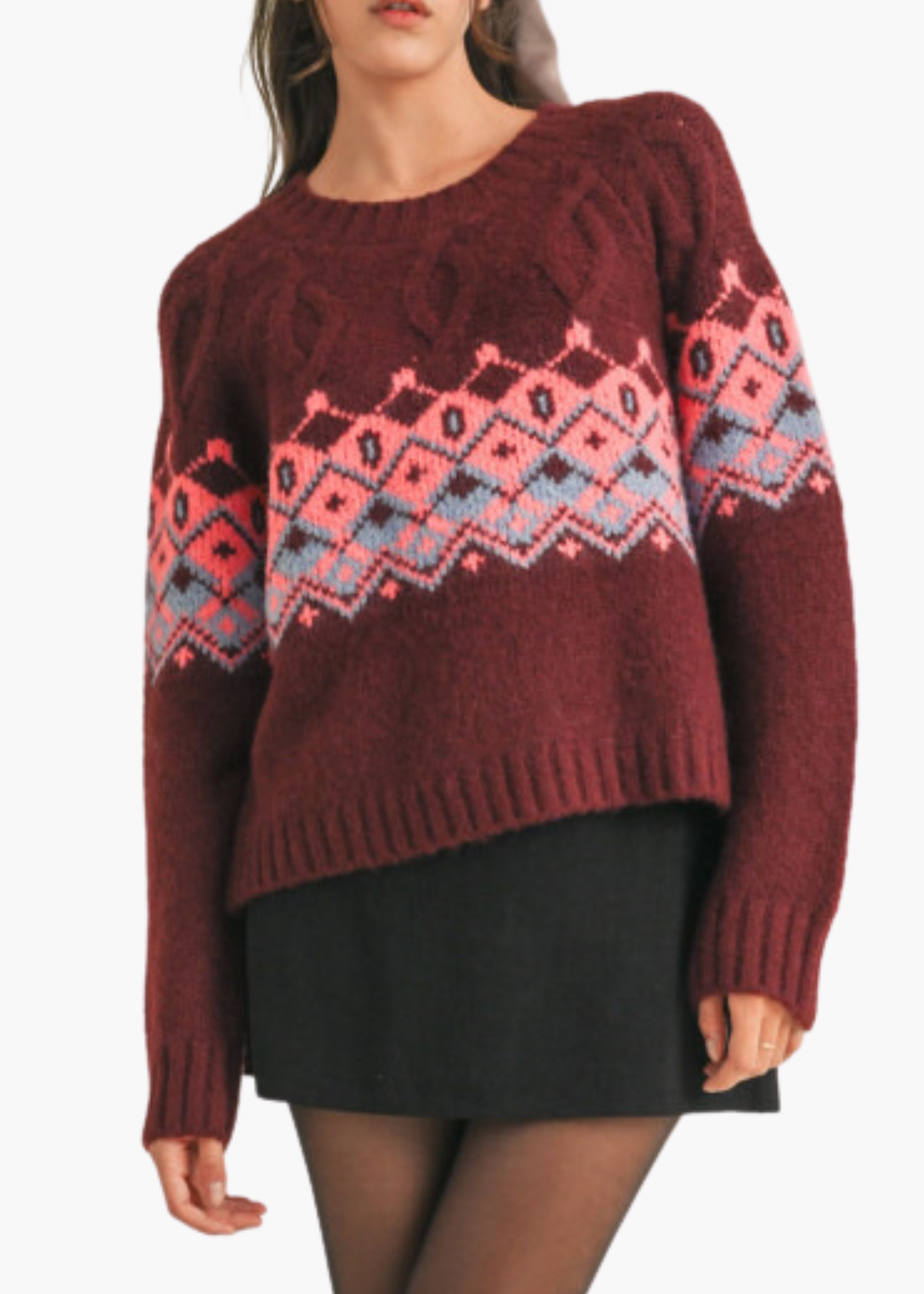 Mollie Sweater in Burgundy Pink