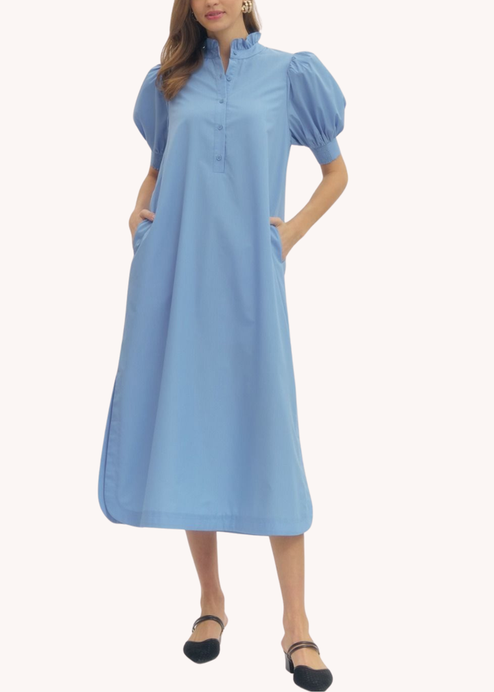 Colette Midi Dress in Light Blue