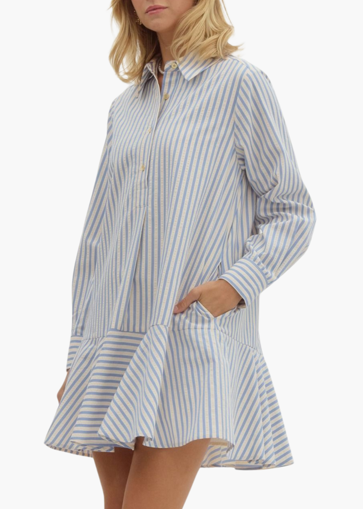 long sleeve drop waist mini dress Dorothy in Blue S 21% nylon. Length:356 classy fashion Shirees Burgundy Sheath V