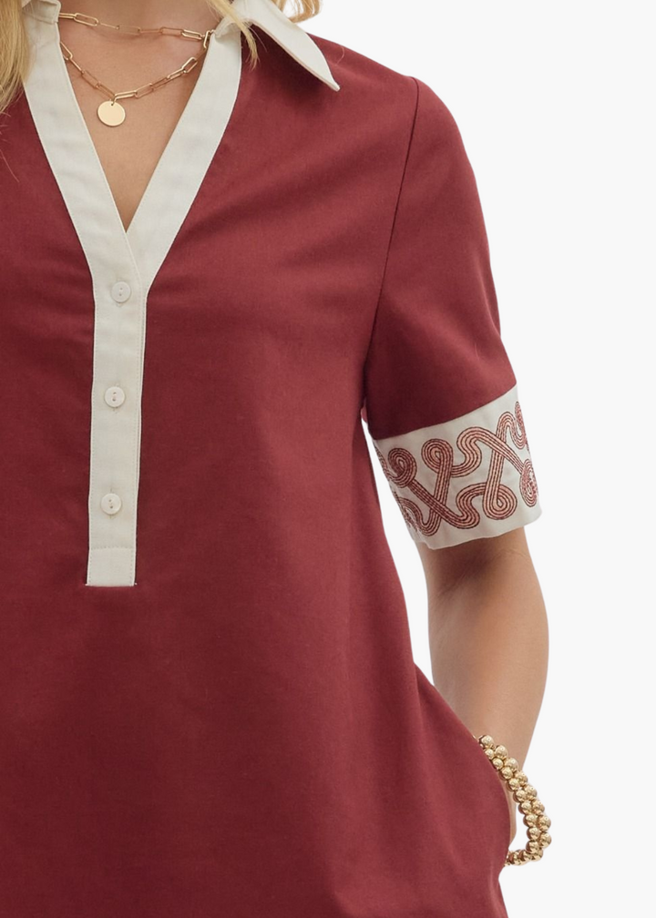 Laine Mini Dress in Burgundy