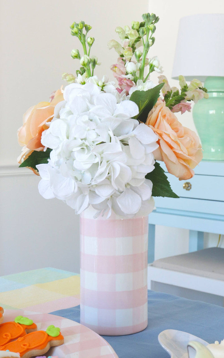 Gingham Vase in French Blue