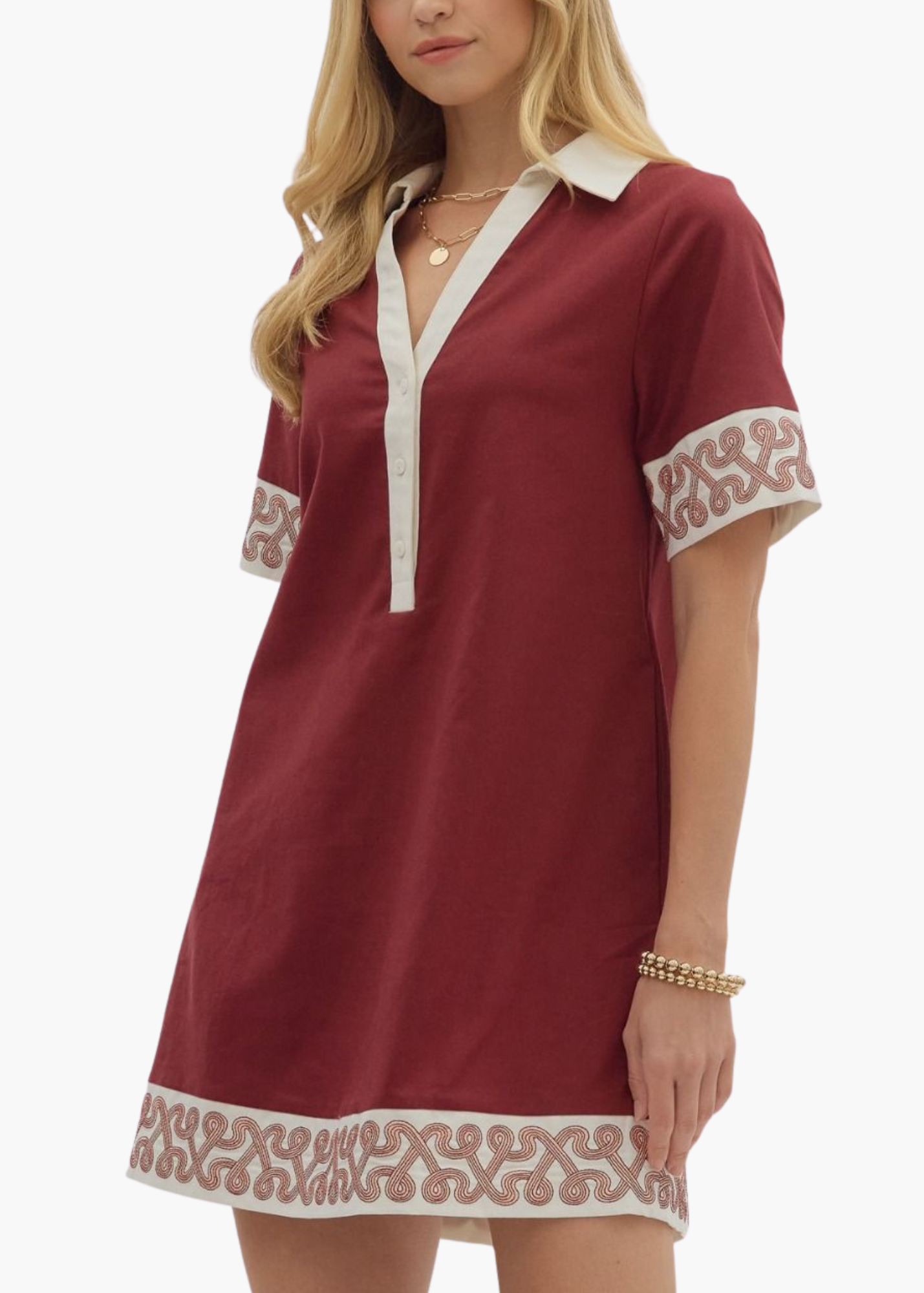 Laine Mini Dress in Burgundy