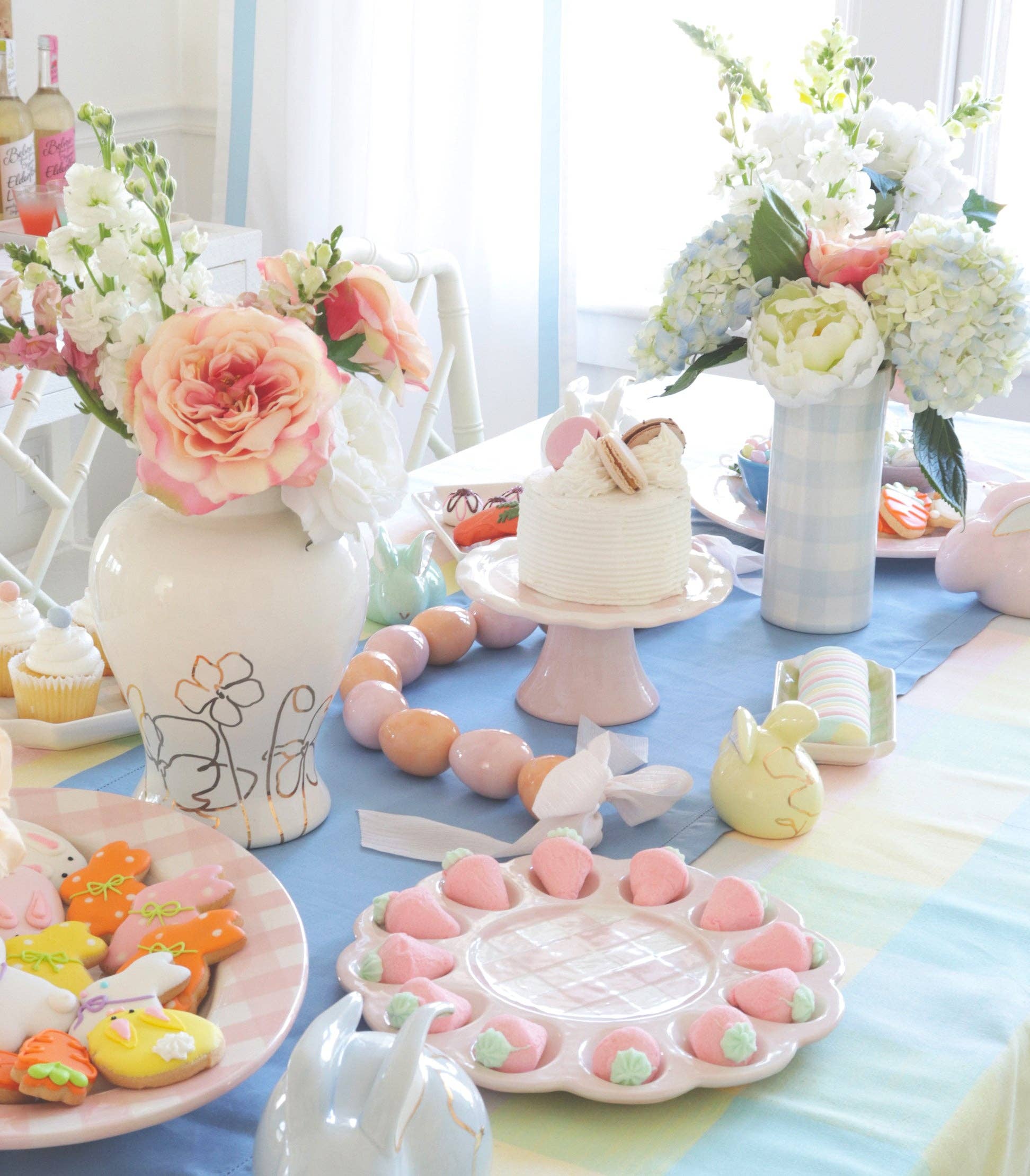 Gingham Vase in French Blue