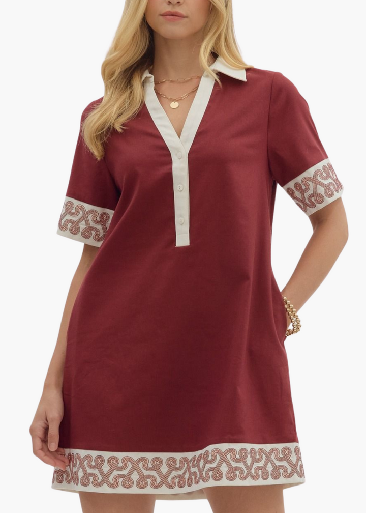 Laine Mini Dress in Burgundy