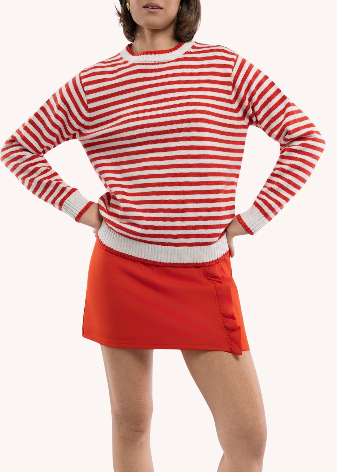 Autumn Sweater in Tomato/Cream Stripe
