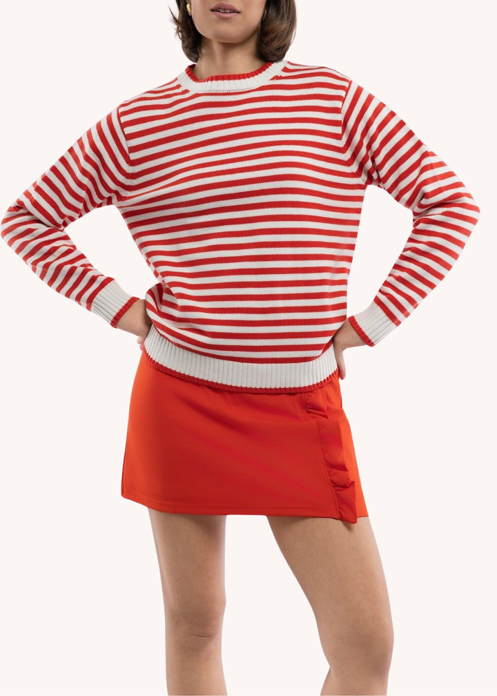 Autumn Sweater in Tomato/Cream Stripe