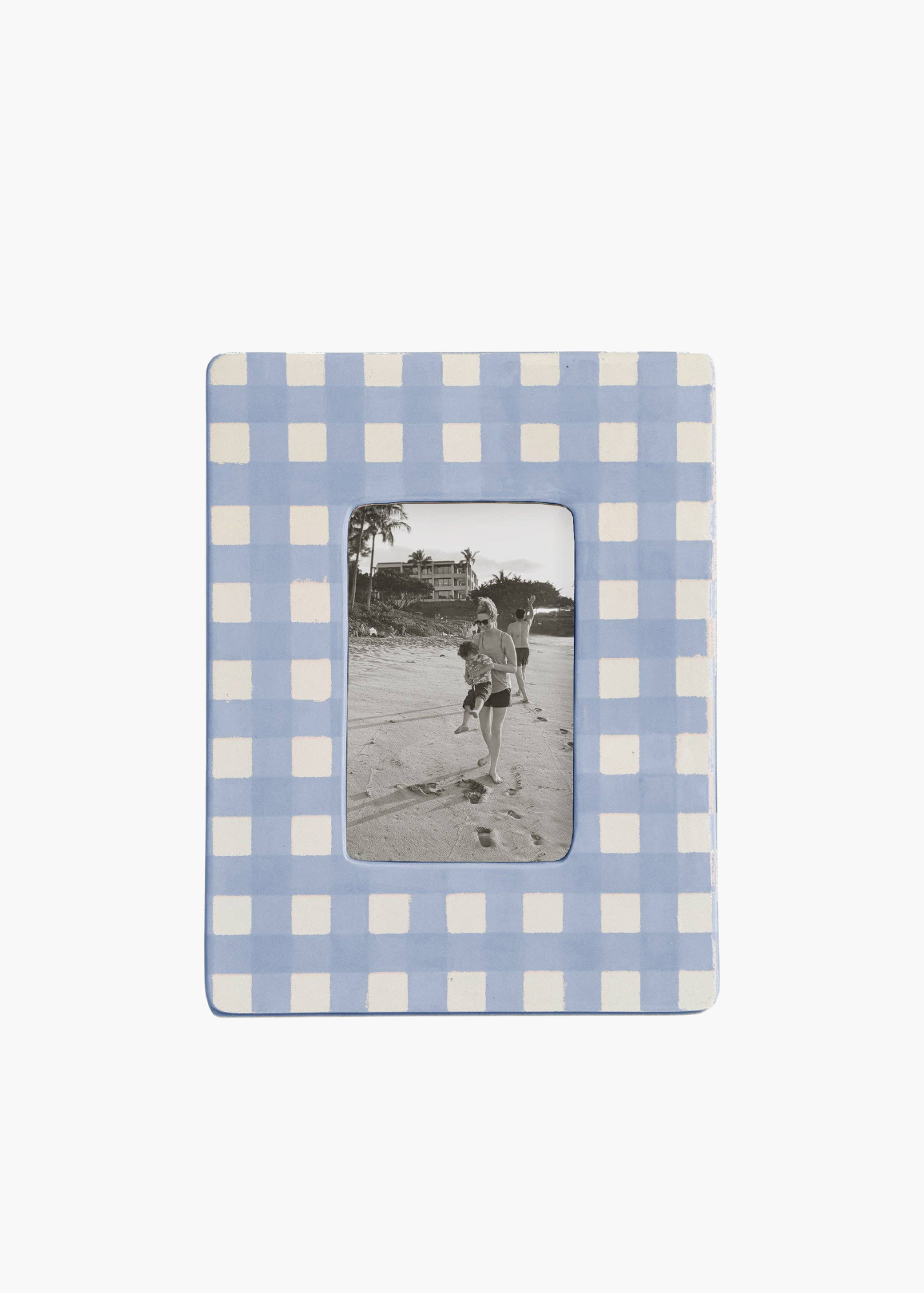 Gingham Photo Frame in French Blue