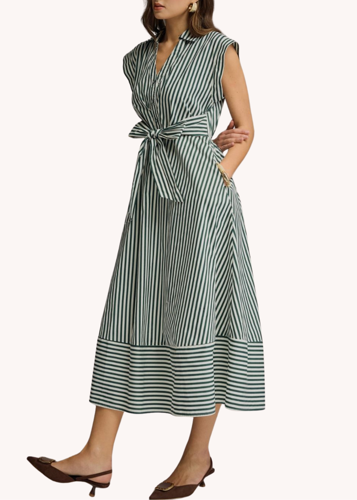 Callahan Cotton Midi Shirt Dress in Hunter Green