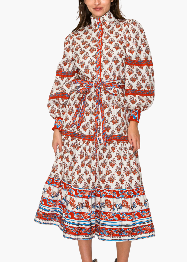 Azure Midi Dress in Brick