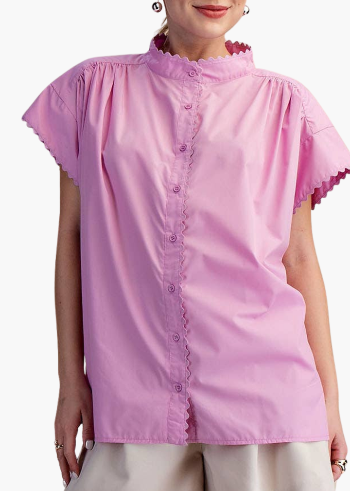 Cap Sleeve Oversized Shirt in Orchid