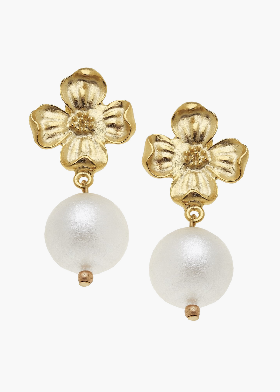 Dogwood Cotton Pearl Drop Earrings