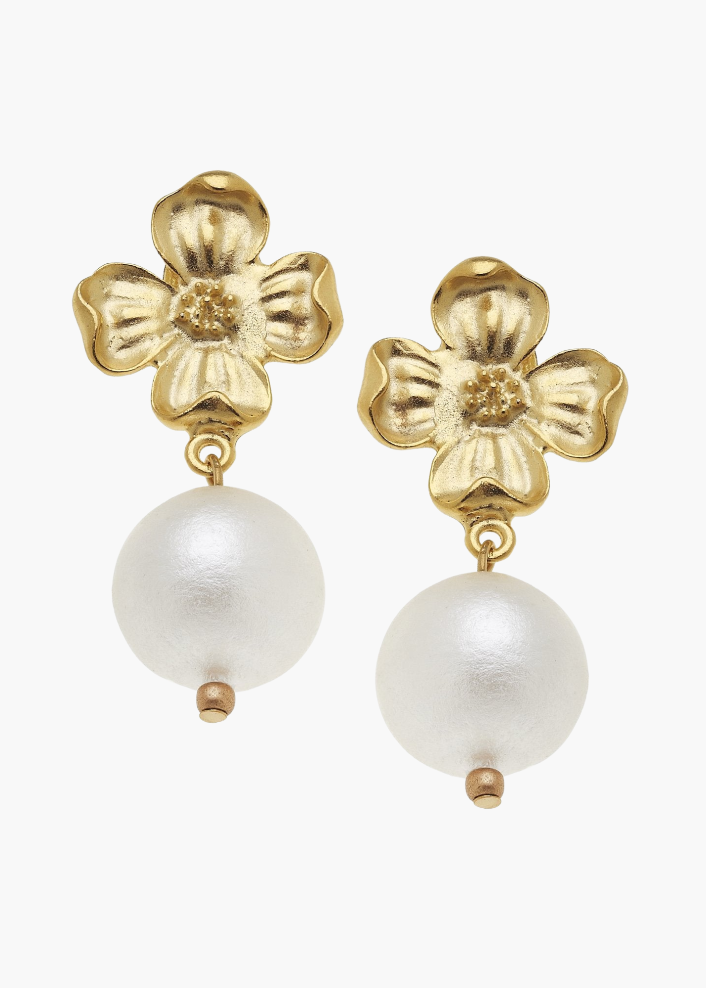 Dogwood Cotton Pearl Drop Earrings