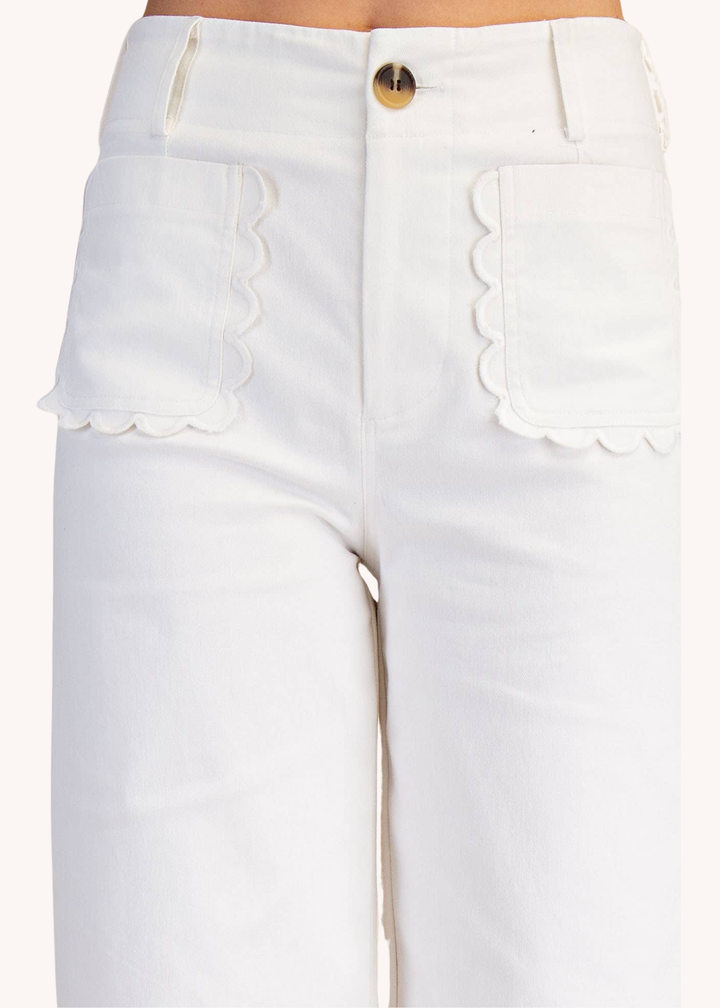 Colette Wide-Leg Scallop Pocket Pants