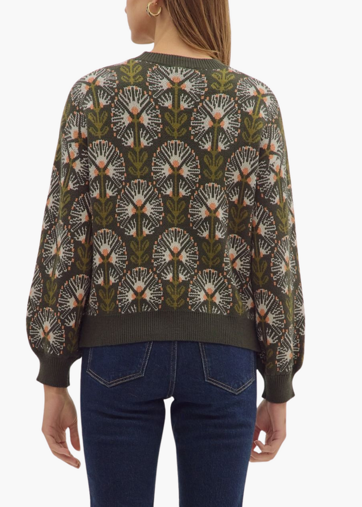 Acadia Floral Sweater in Olive