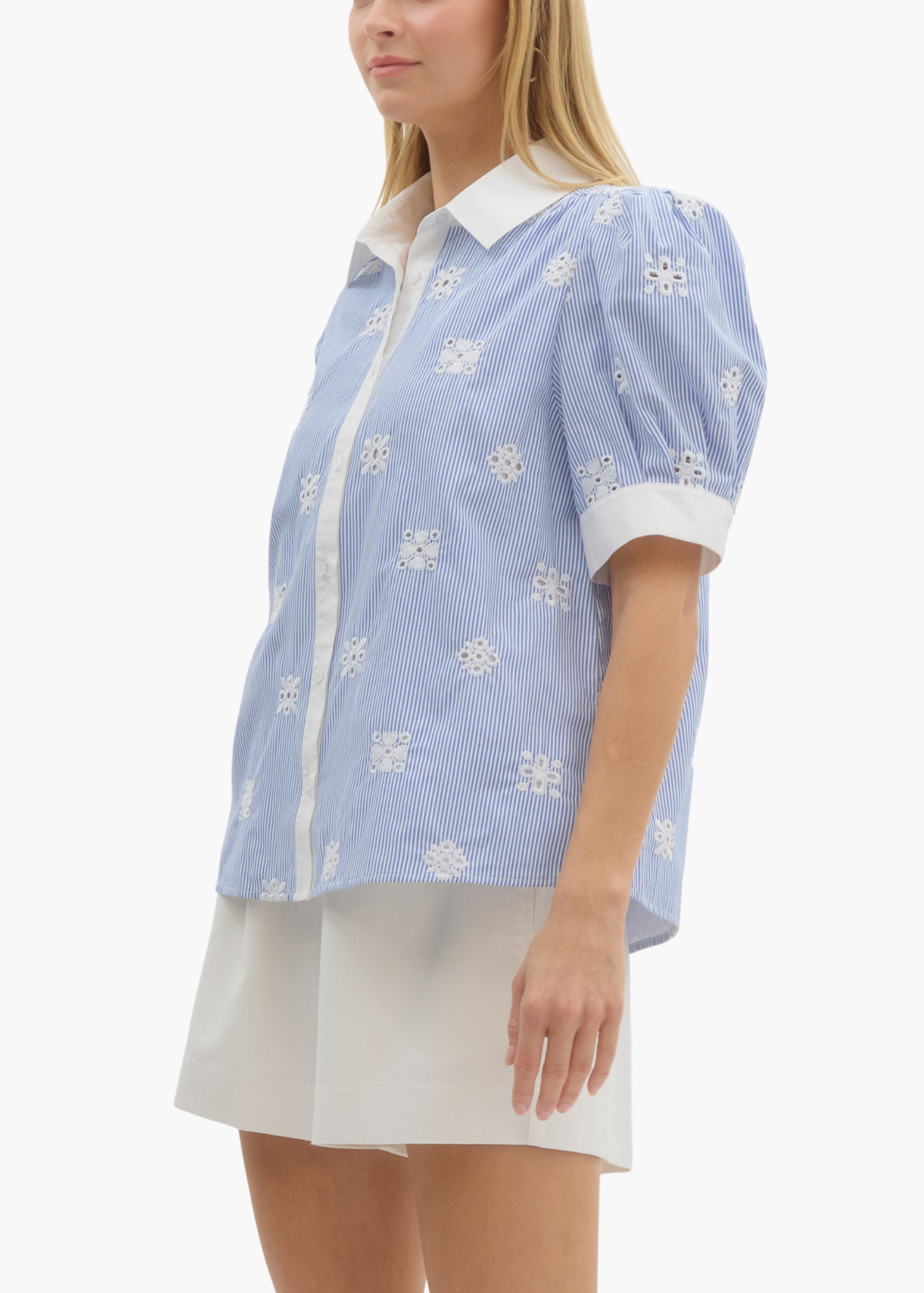 Tara Eyelet Top in Blue