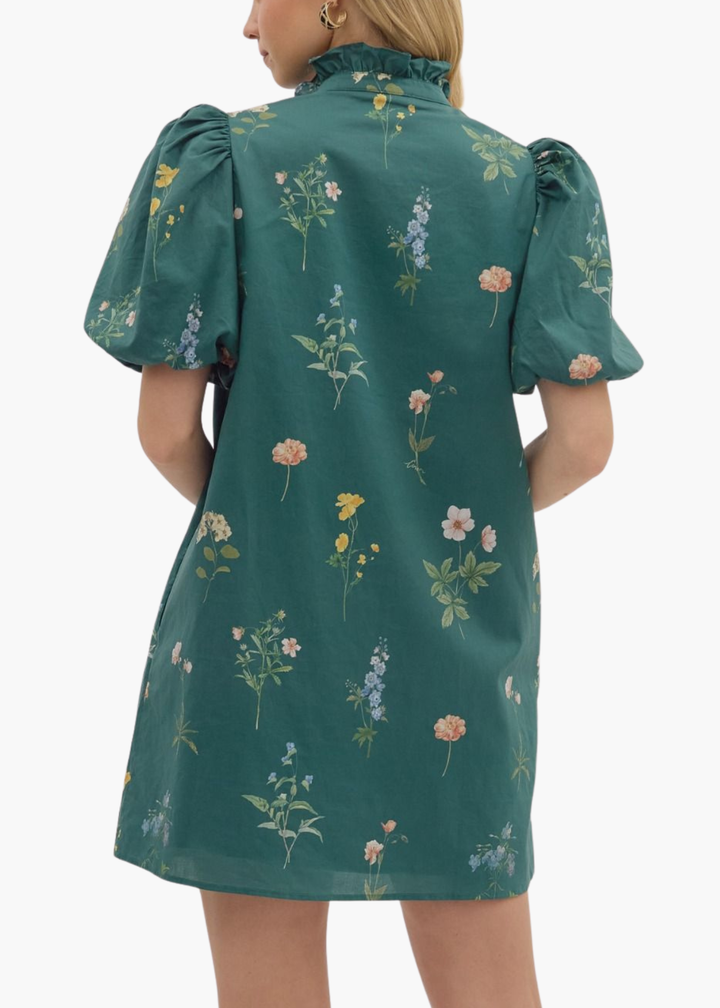 Madison Mini Dress in Hunter Green