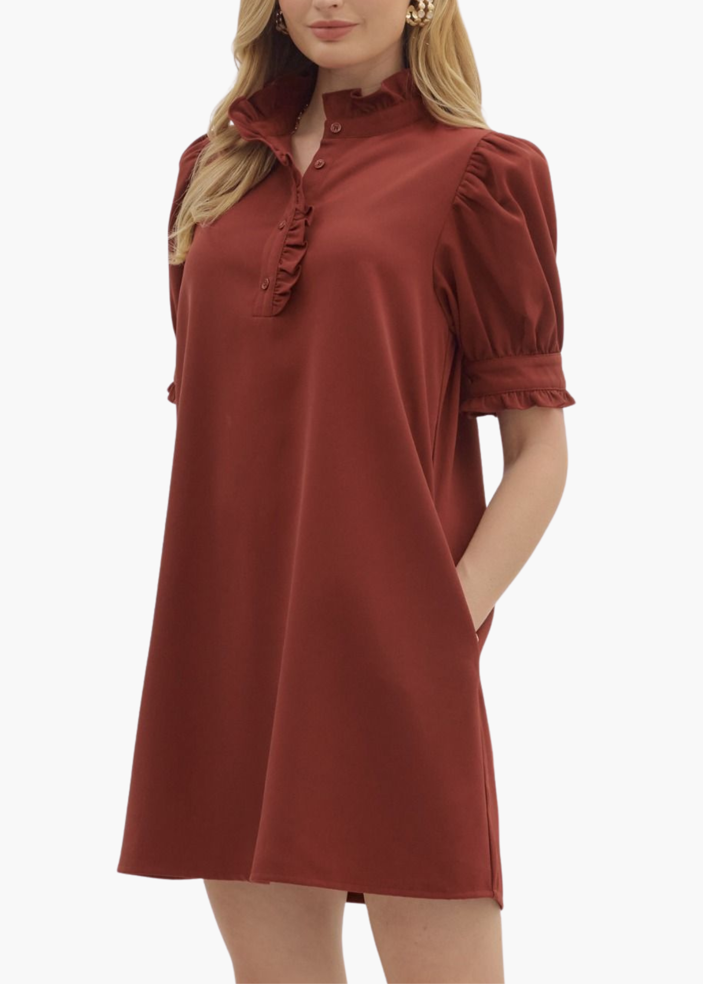 Esther Mini Dress in Brick