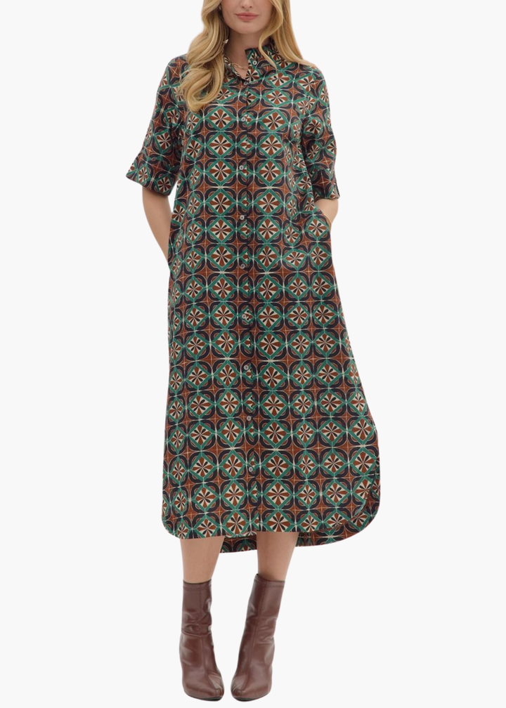 Natalie Midi Dress in Brown
