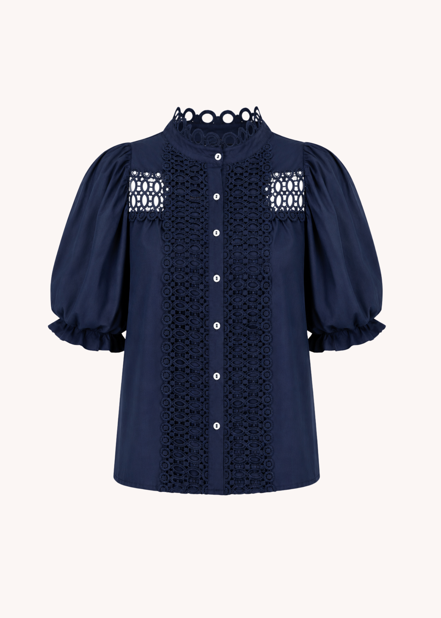 Marlena Puff Sleeve Top in Navy