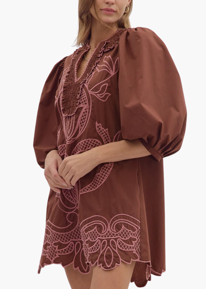 Newberry Mini Dress in Chocolate