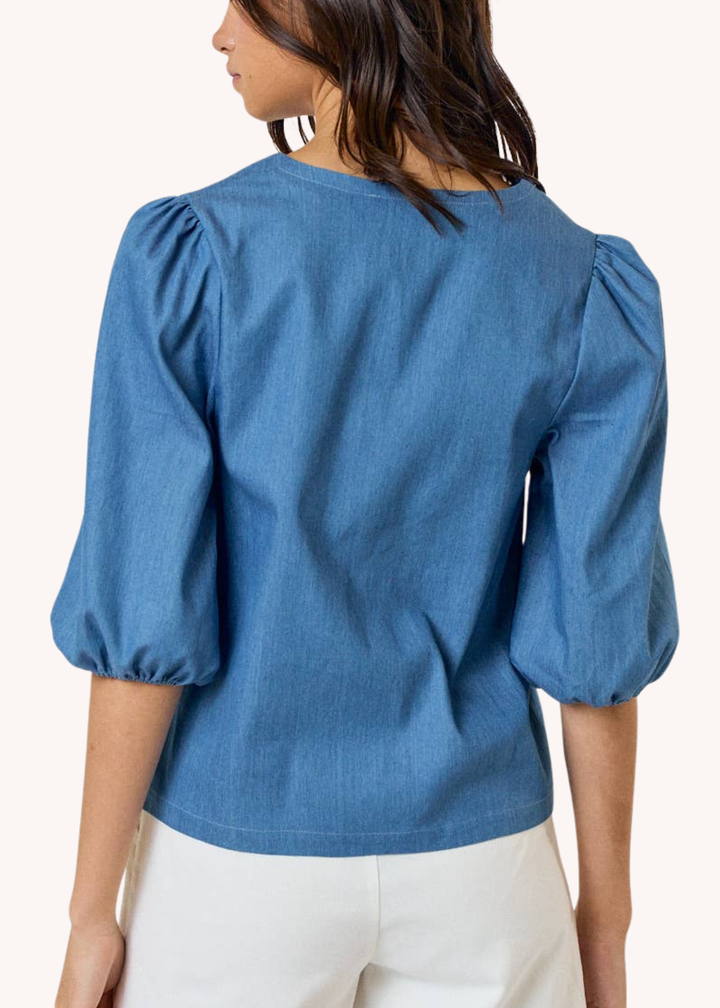 Denim Puff Sleeve Top