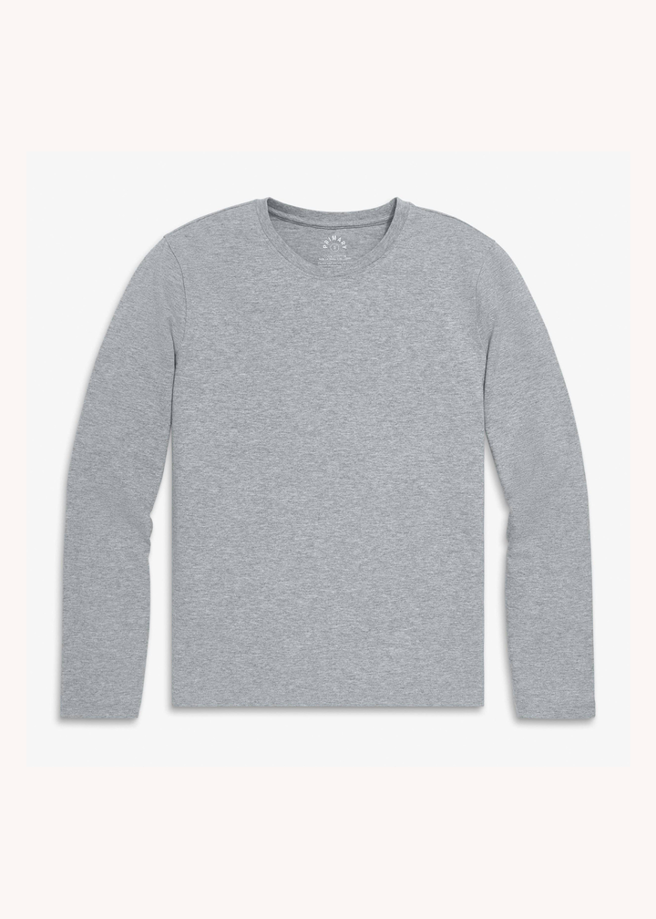 Long Sleeve Everyday Cotton Tee in Heathered Grey