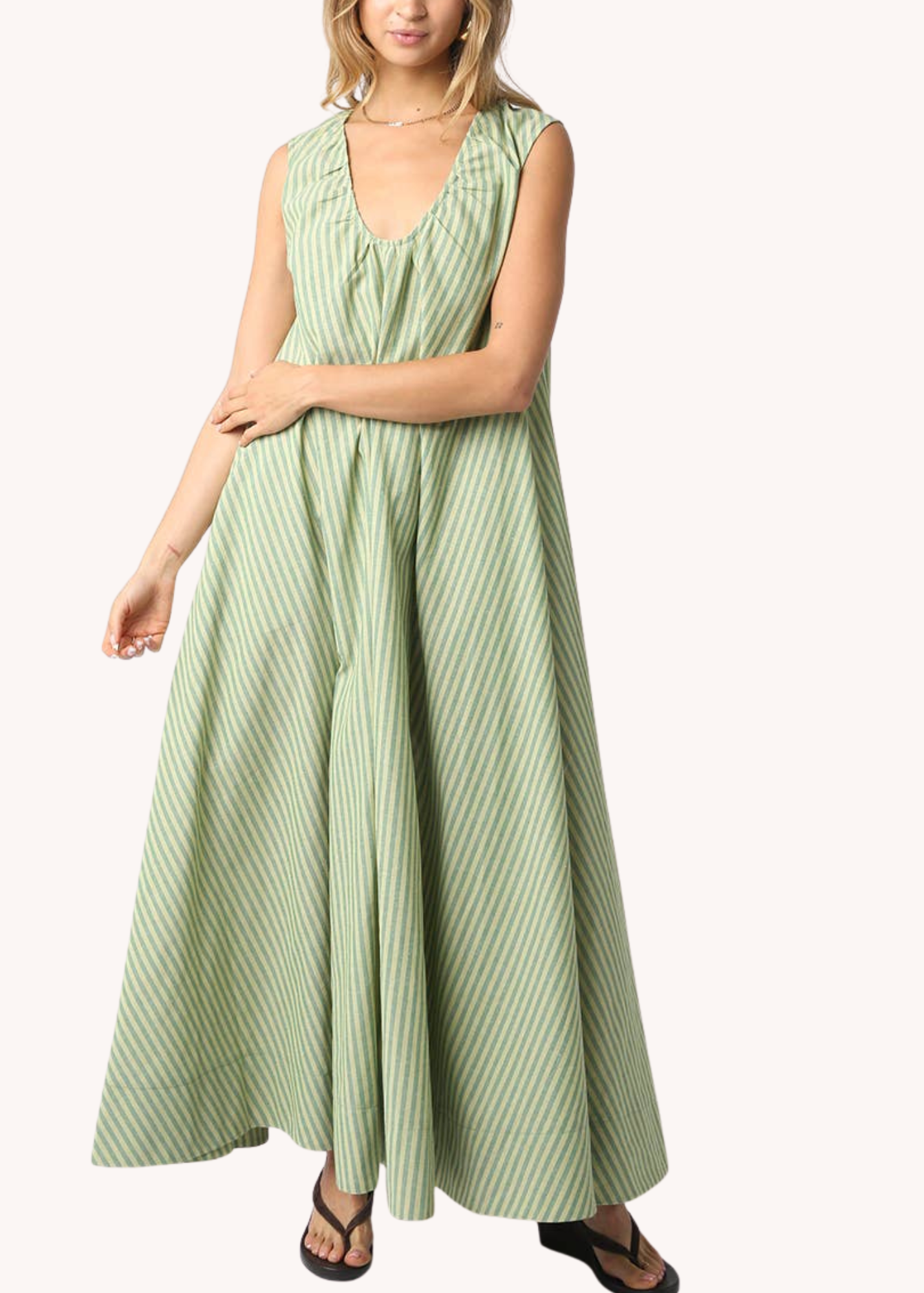 Lilah Stripe Maxi Dress in Green