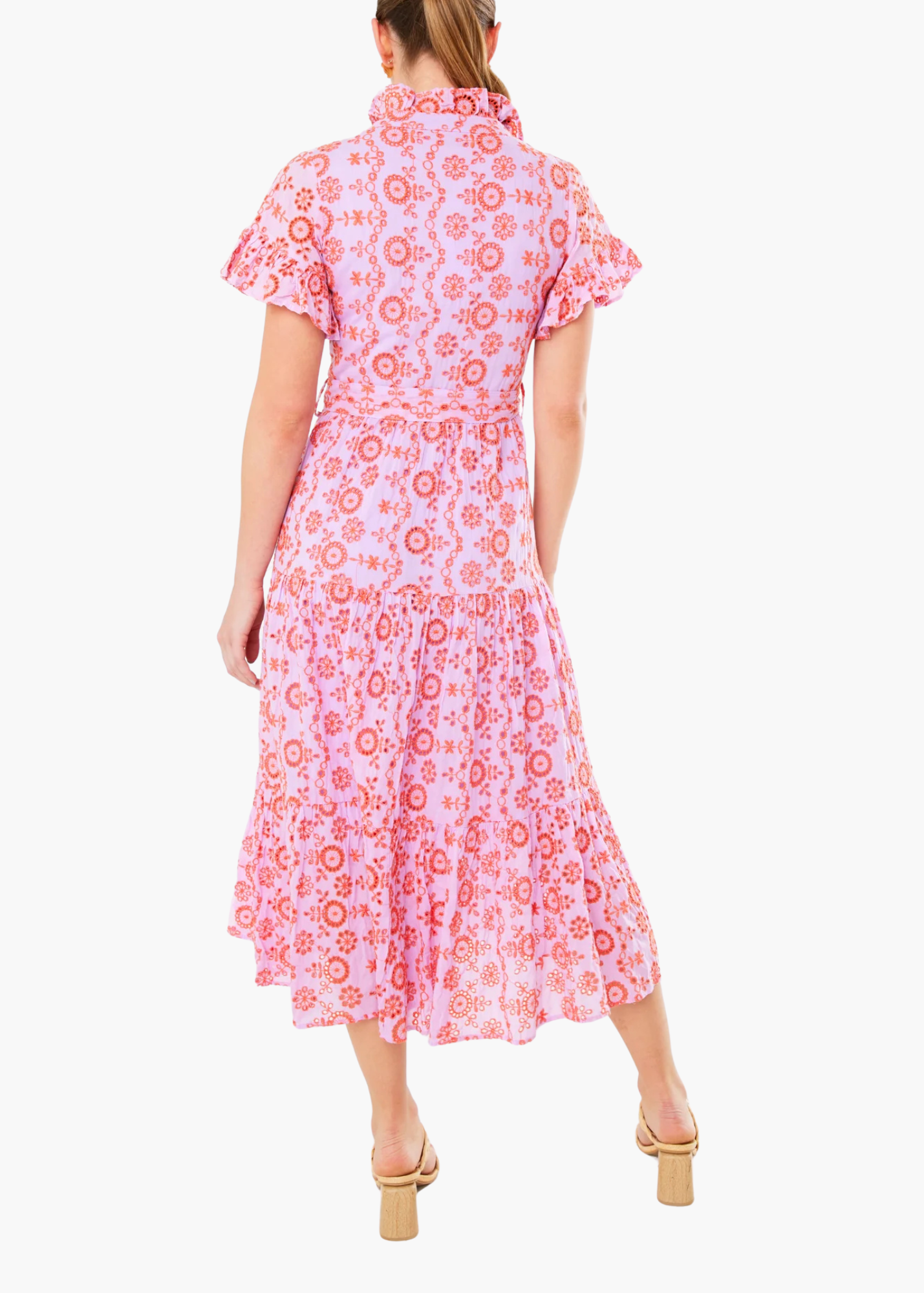 Sadie Maxi Dress in Lavender Coral Eyelet