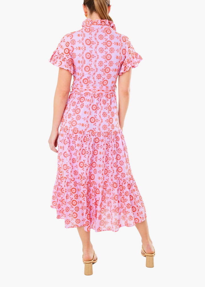 Sadie Maxi Dress in Lavender Coral Eyelet