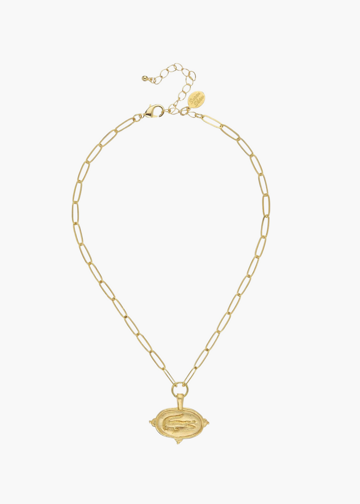 Alligator Intaglio Paperclip Necklace