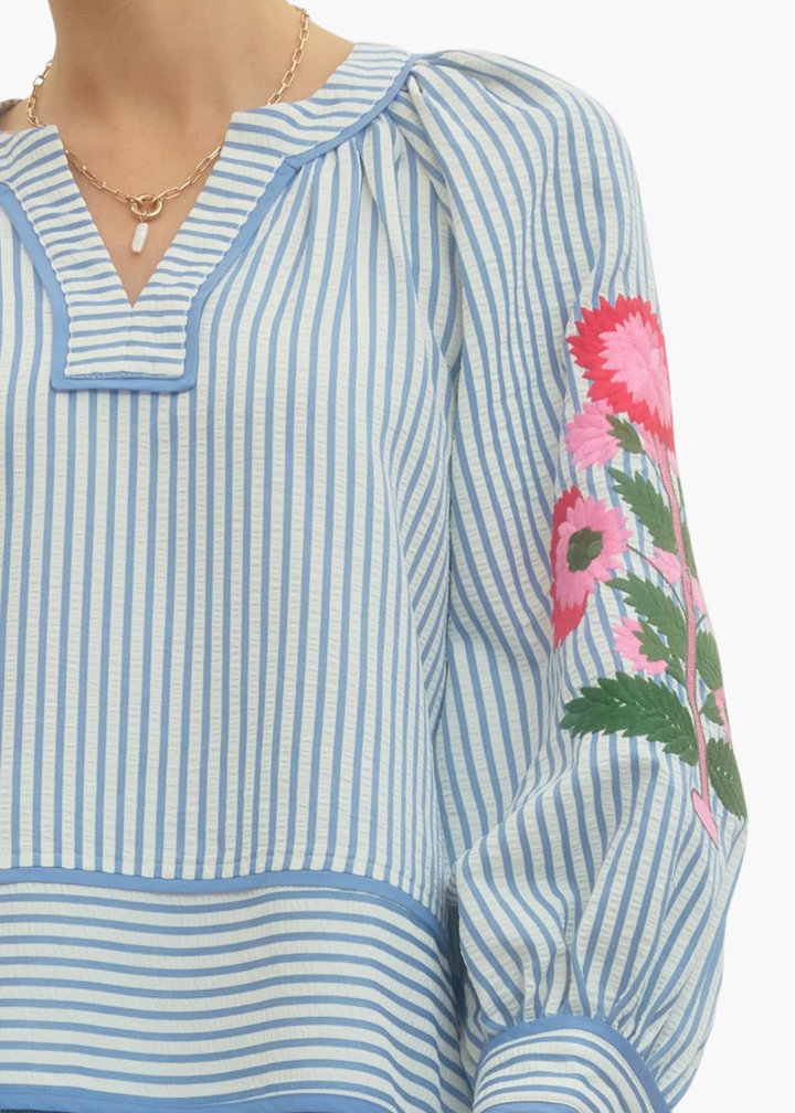 Jaipur Floral Top in Blue