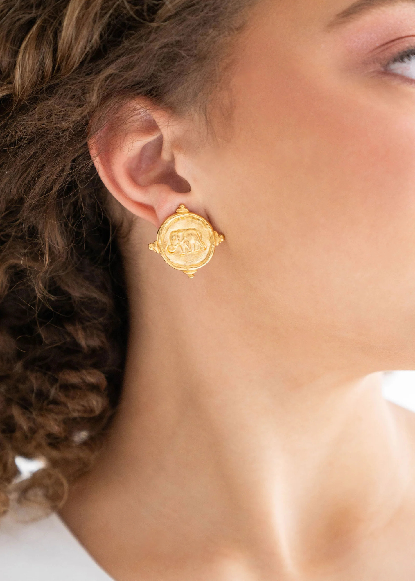 Elephant Intaglio Clip On Earrings
