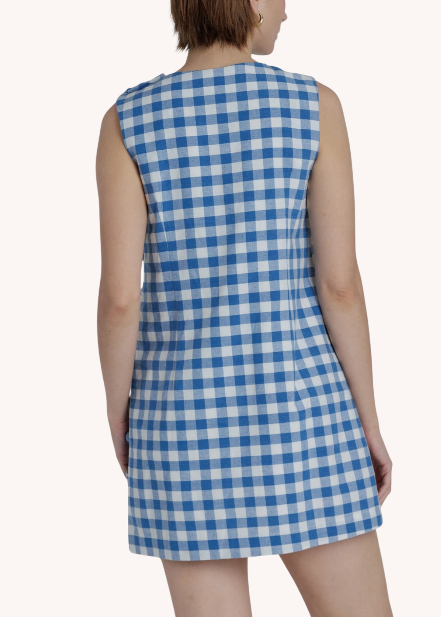 Sadie Mini Shift Dress in Blue Gingham