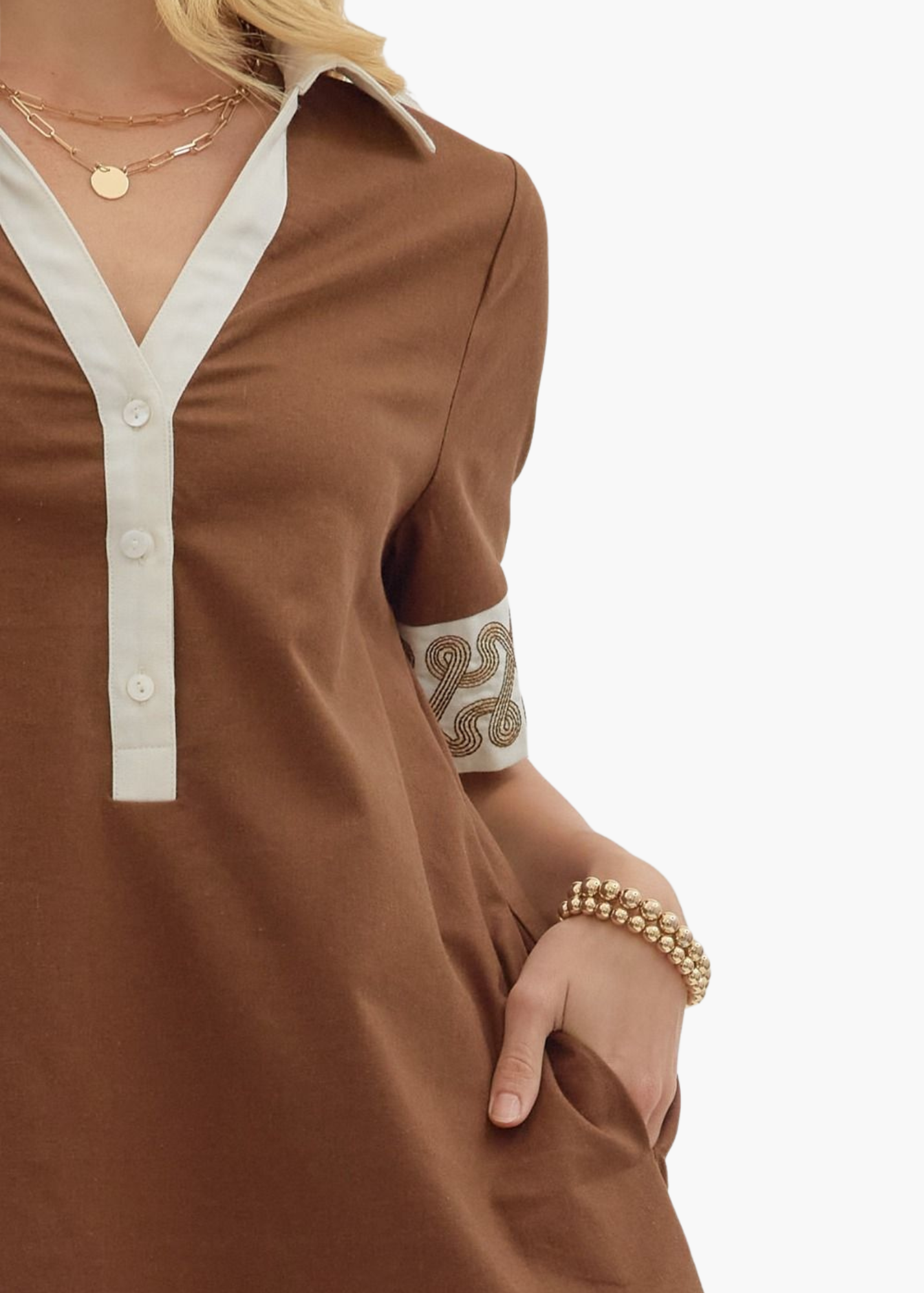 Laine Mini Dress in Brown