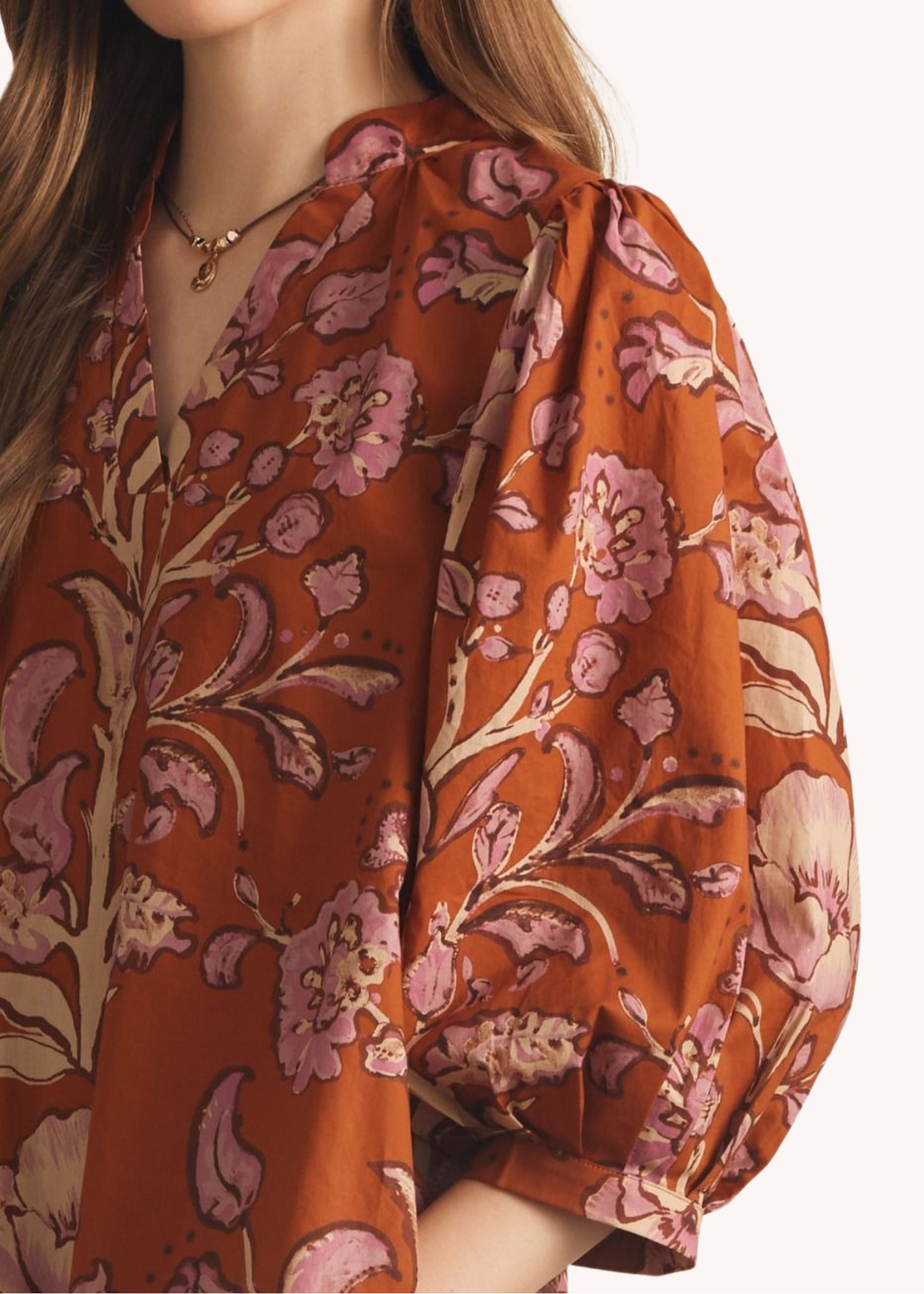 Mara Cotton Mini Dress in Rust