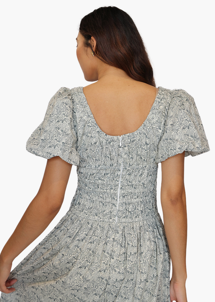 Lillibet Midi Dress in Navy Floral Toile