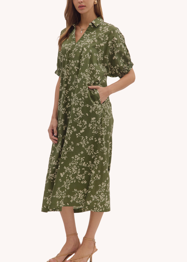 Catie Midi Dress in Olive