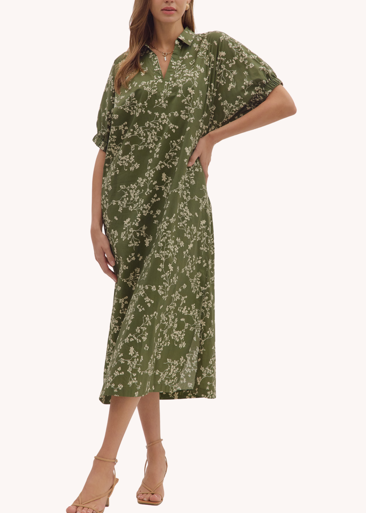 Catie Midi Dress in Olive