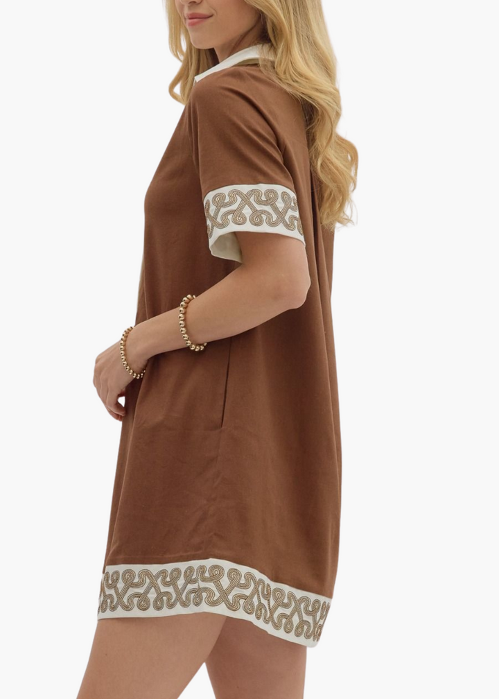 Laine Mini Dress in Brown