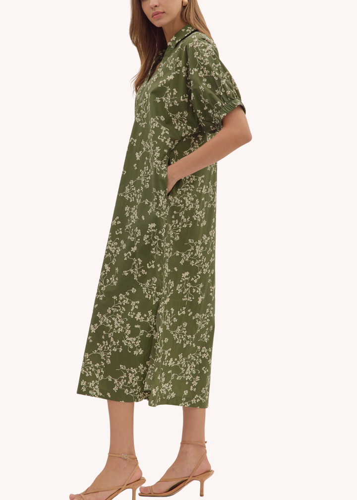 Catie Midi Dress in Olive